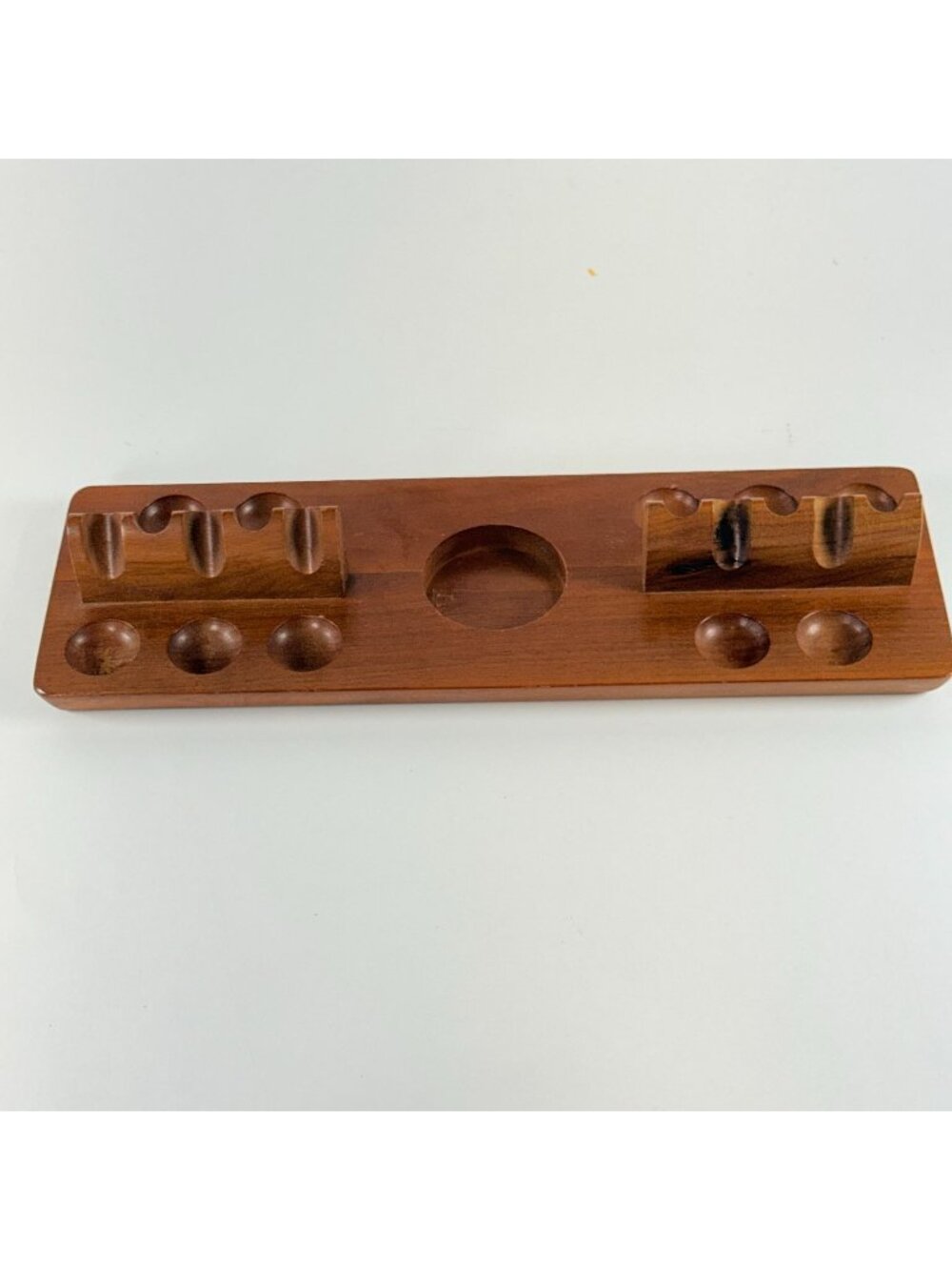 Vintage ETC California 10 Slot Wood Rack Mid Century Smoking Stand MCM